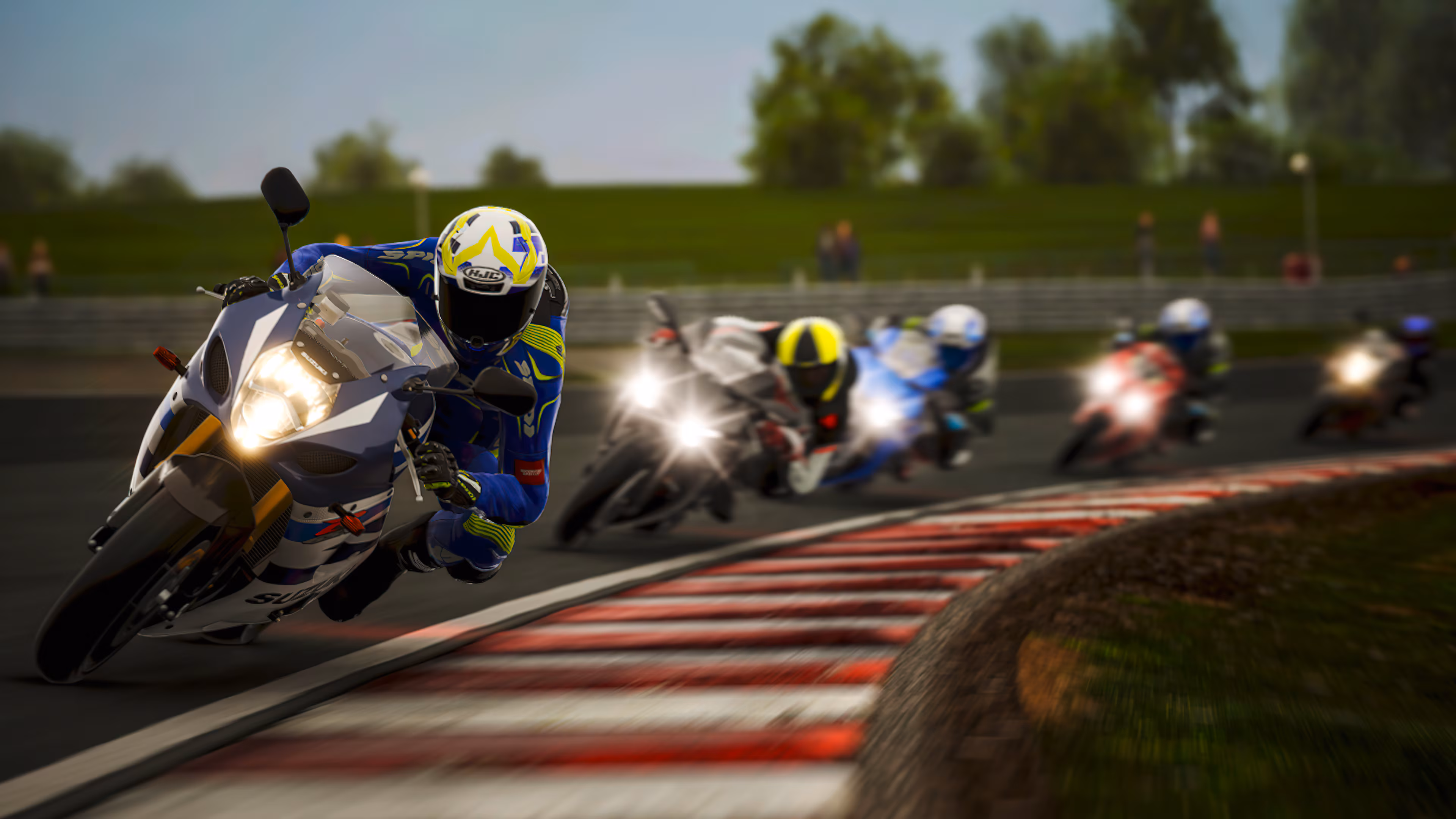 Motorcycle racing scene.