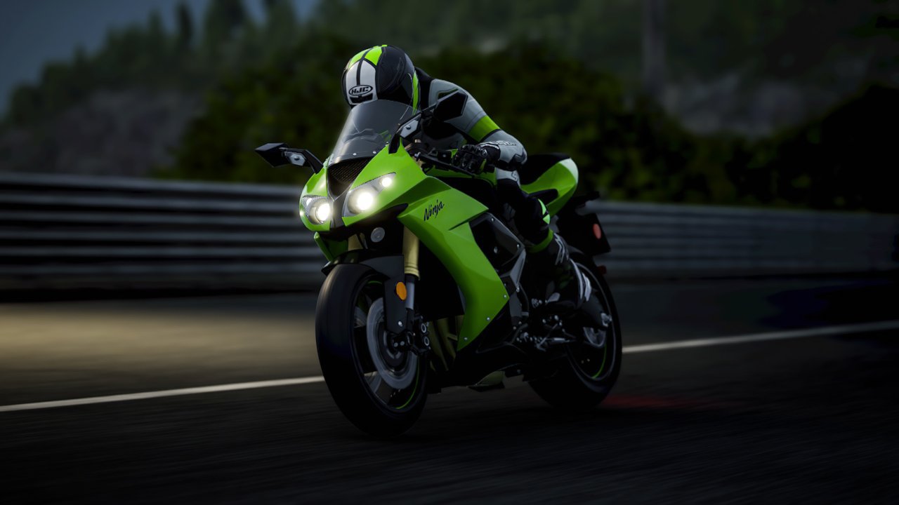 Rider in racing gear.